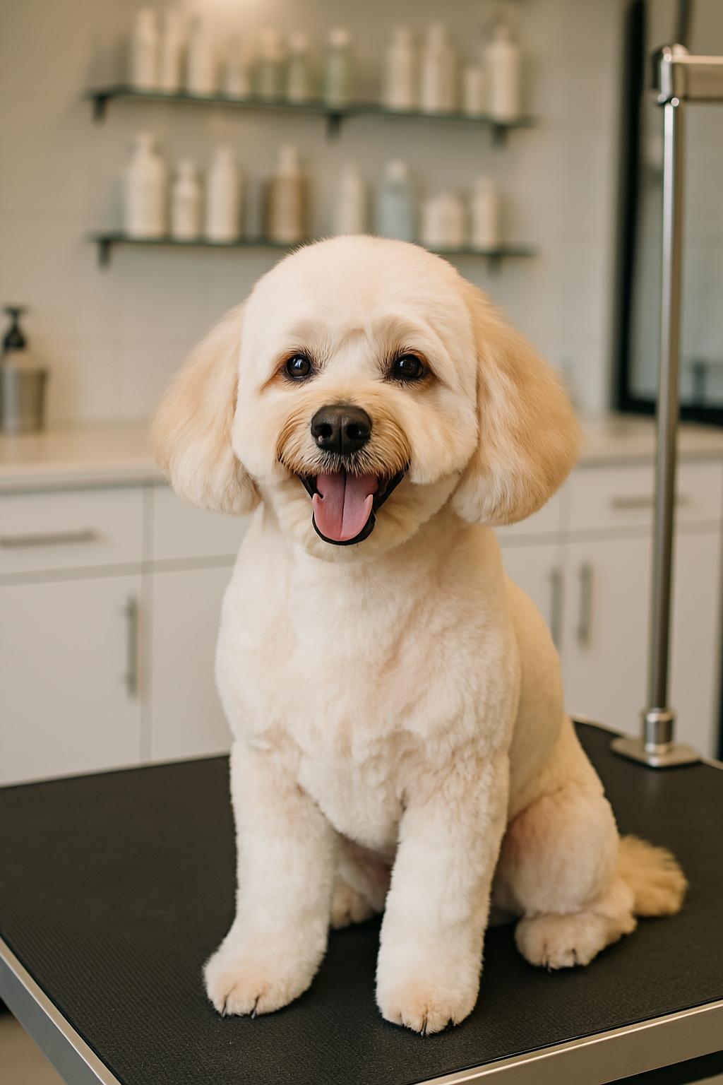 Dog after a full grooming session